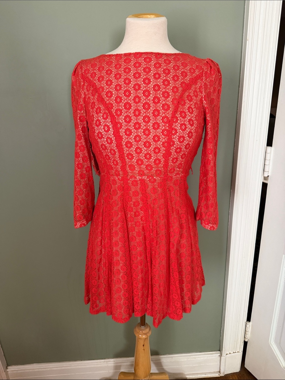 Gianni Bini Red Lace Fit-and-Flare Mini Dress